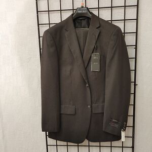 ANGELO ROSSI MEN'S CHARCOAL SHADOW STRIPE 2 PC. SLIM FIT SUIT